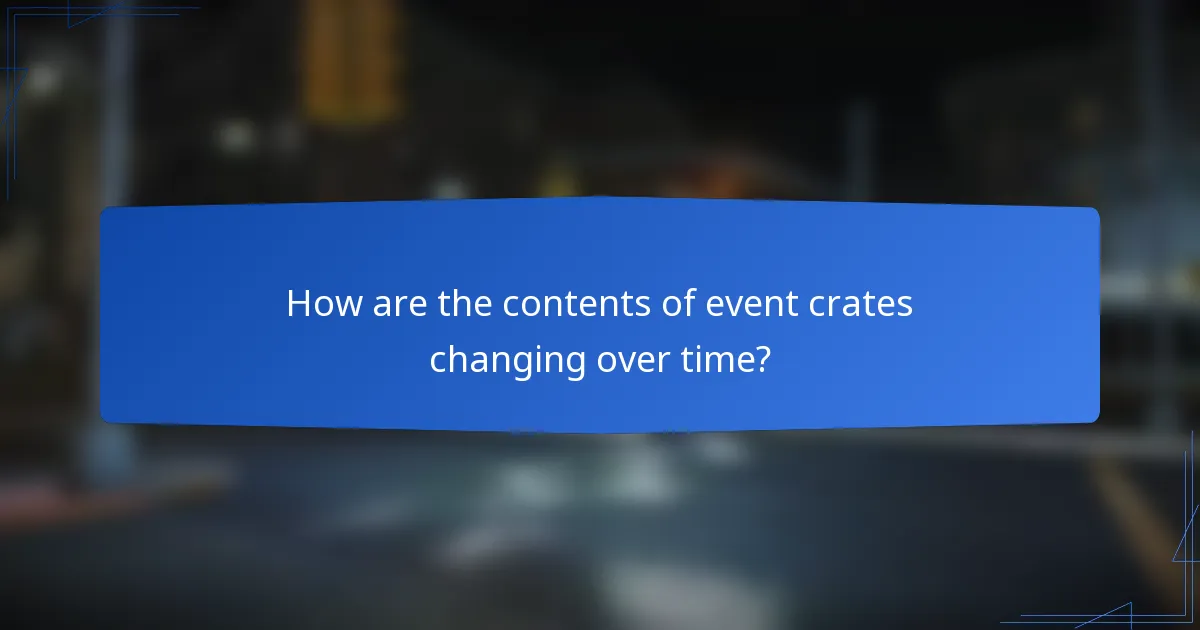 How are the contents of event crates changing over time?